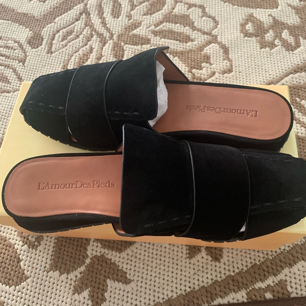 Black Suede Mules